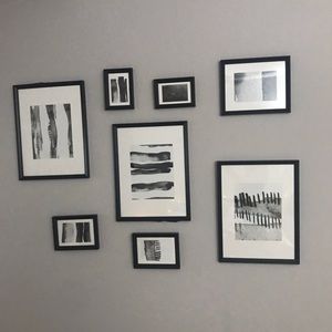 Grayscale watercolor framed collage